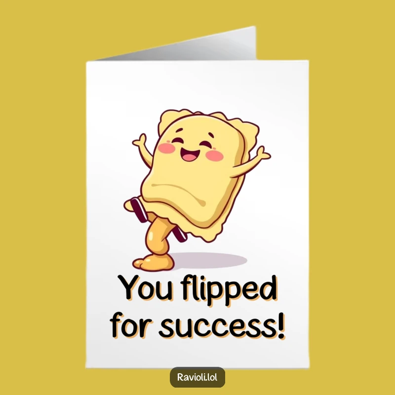 Free Printable Congrats Card: Ravioli Cartwheel Triumph - Humorous Downloadable Gift