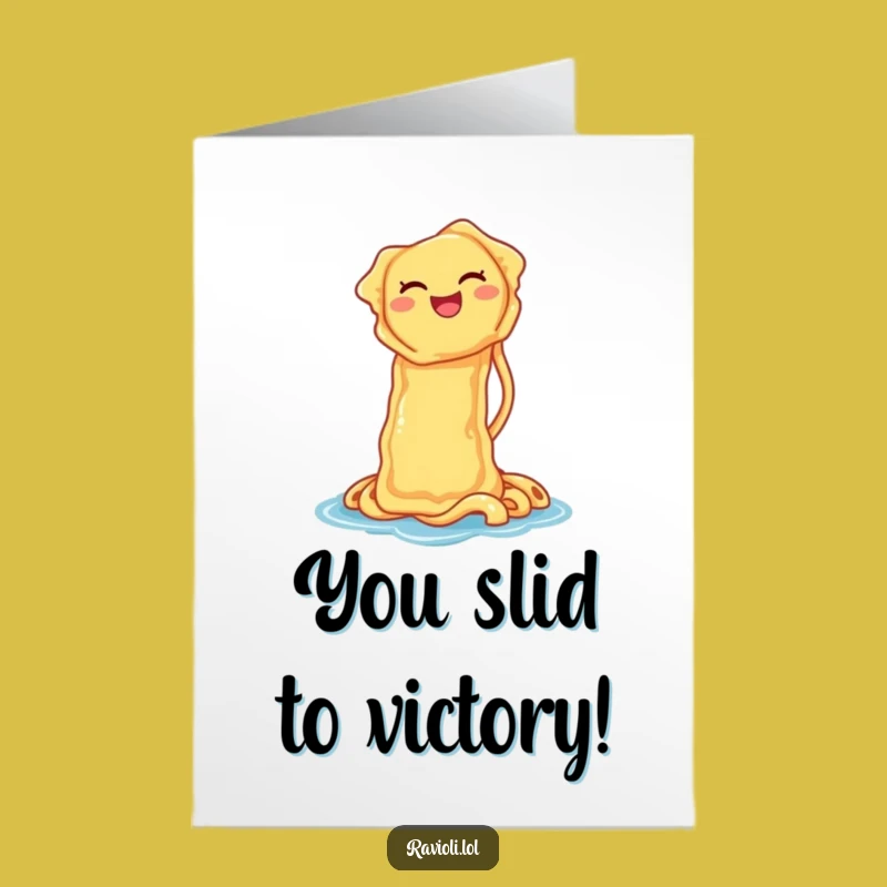 Free Printable Congrats Card: Slipping Ravioli Fun, Joyful Downloadable Achievement Gift
