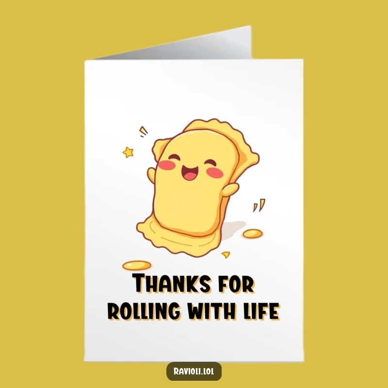 Free Printable Funny Ravioli Thank You Card: Rolling Thanks Pasta, Adorable DIY Downloadable Gift