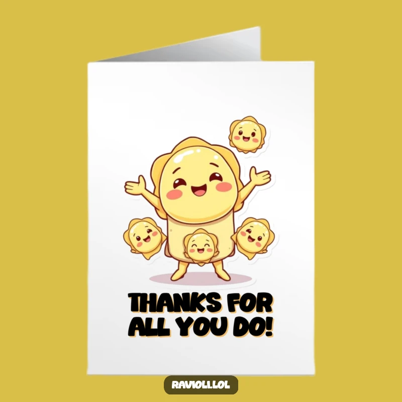 Free Printable Thank You Card: Ravioli Juggling Funny Downloadable Gift