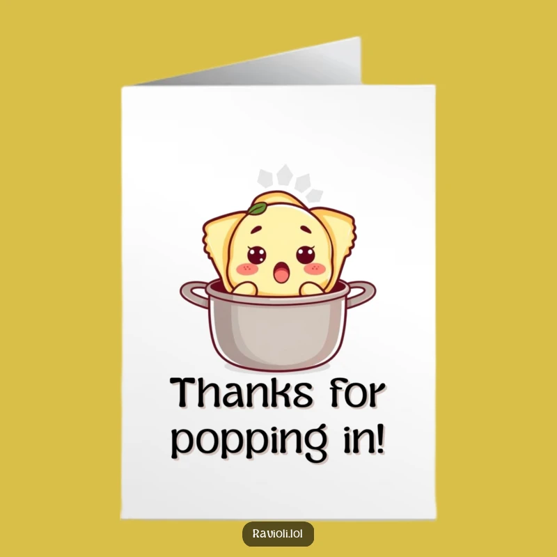 Free Printable Thank You Card: Surprised Ravioli Pot - Funny Downloadable Gift