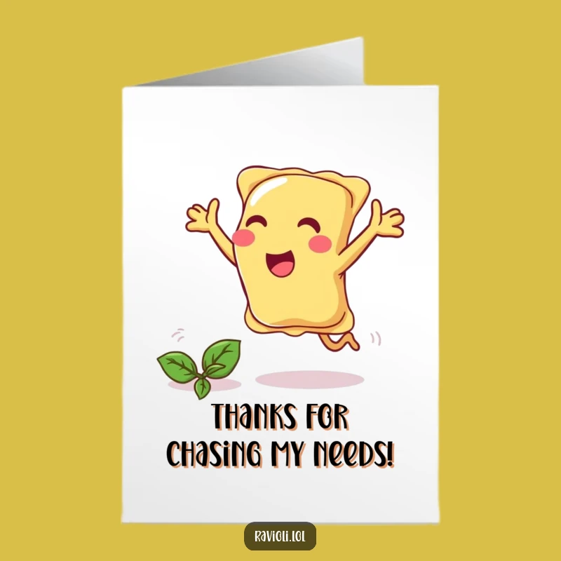 Free Printable Thank You Card: Ravioli's Basil Chase! Downloadable Appreciation Gift