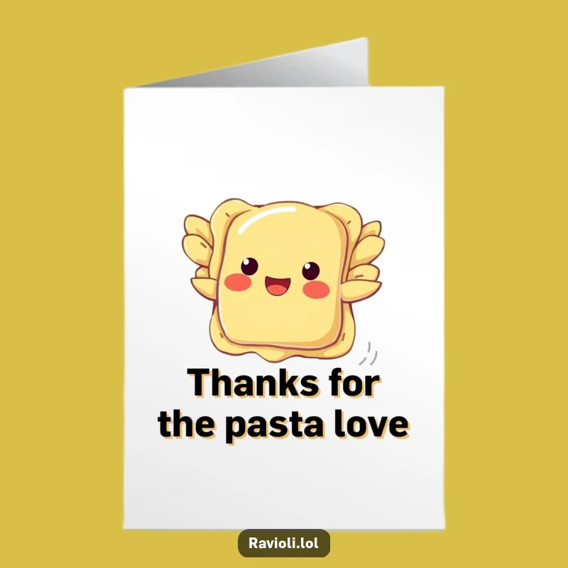 Free Printable Funny Ravioli Thank You Card - Pasta Wings Downloadable Gift