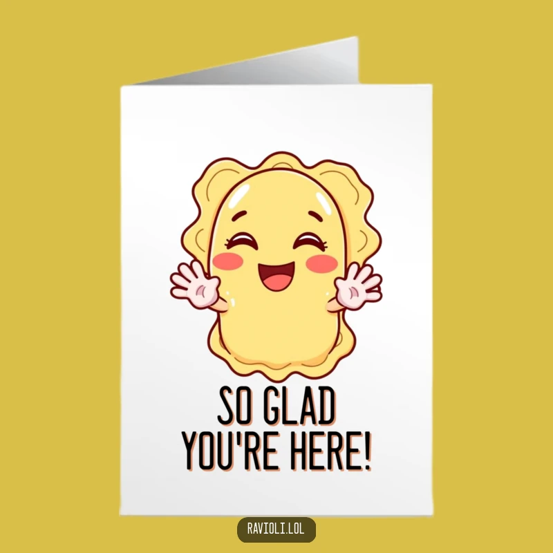 Waving Ravioli Thank You Card Free Printable: Excited Pasta Downloadable Gratitude