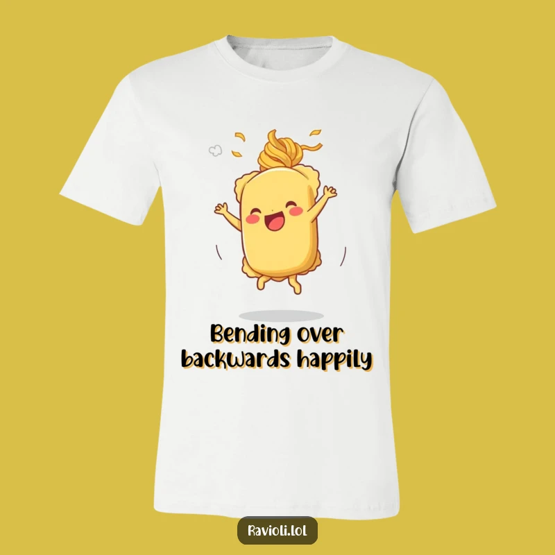 Funny Cartwheeling Ravioli T-Shirt - Energetic Pasta Pal Funny Gift!