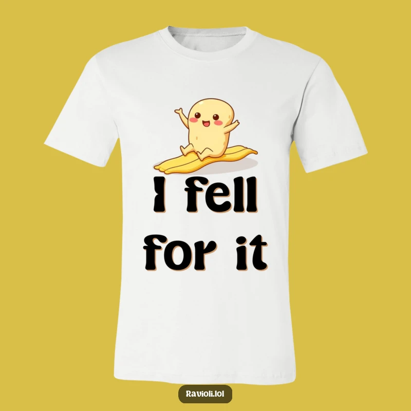Funny Ravioli Banana Slip T-Shirt: Hilarious Cartoon Character T-Shirt Gift Idea