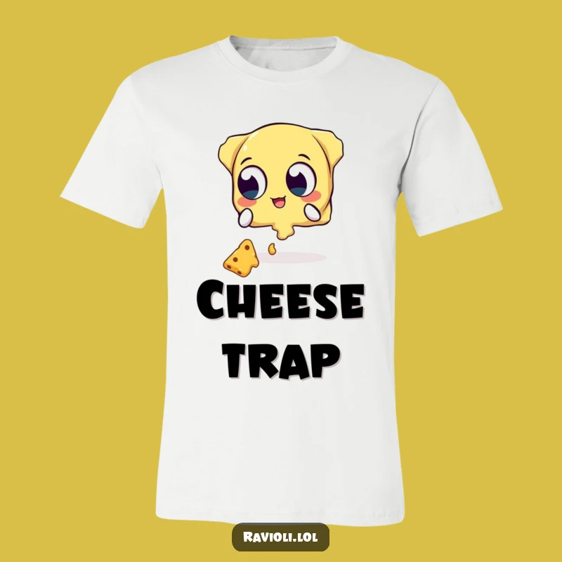 Funny Ravioli Falling Cheese T-Shirt - Wide-Eyed Pasta Humor Gift