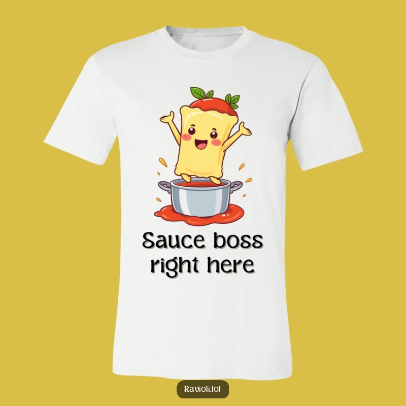Funny Ravioli Sauce Leap T-Shirt: Happy Noodle Dive Tee, Hilarious Foodie Gift