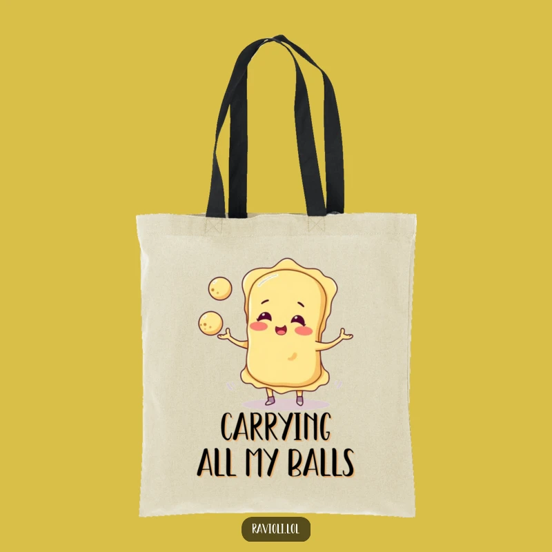 Funny Ravioli Juggling Cheese Balls Tote Bag - Stylish & Humorous Shopping Accessory!