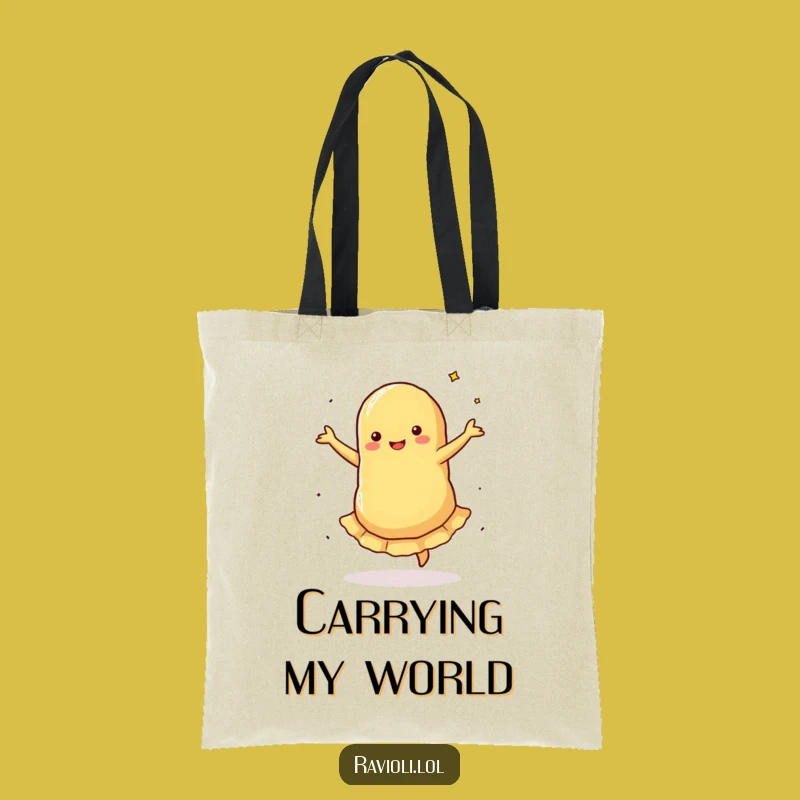 Funny Dancing Ravioli Tote Bag: Pasta's Twirl of Joy, Ideal Funny Gift for Shoppers