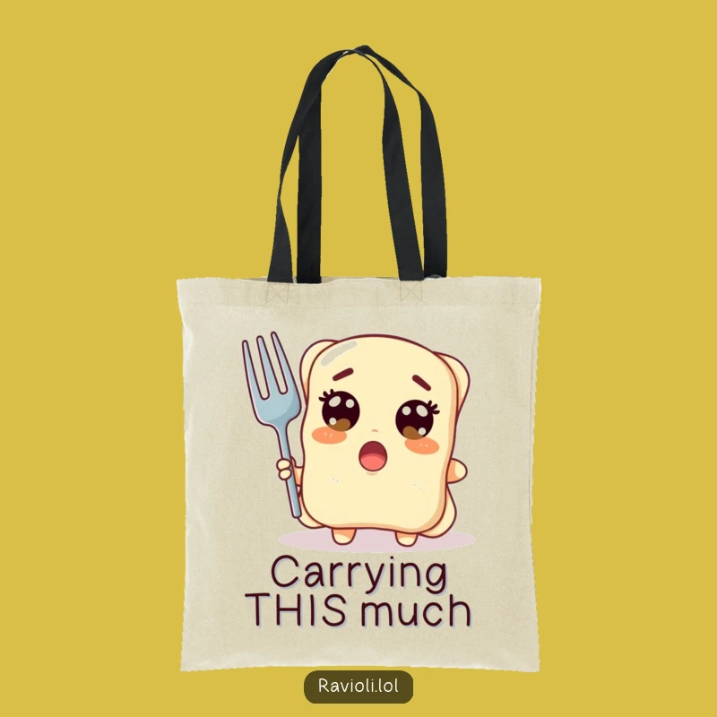 Funny Ravioli Tote Bag: Hilarious Surprise Fork, Carry-All Gift