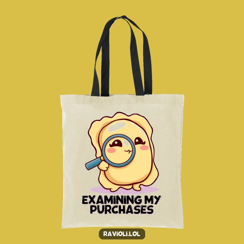 Funny Detective Ravioli Tote Bag: Pasta's Keen Eye, Ideal Funny Gift for Shoppers