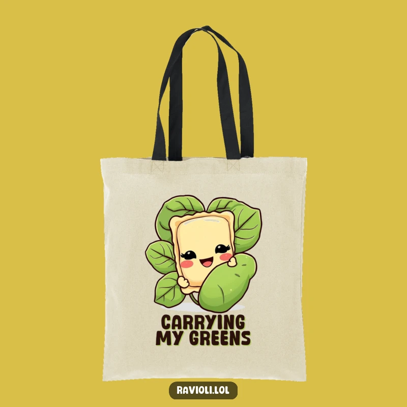 Funny Ravioli Basil Peek Tote Bag - Stylish Italian Grocery Shopping Gift