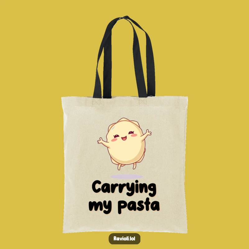 Funny Ravioli Cartwheel Tote Bag: Carry Your Pasta Love and Tiny Legs