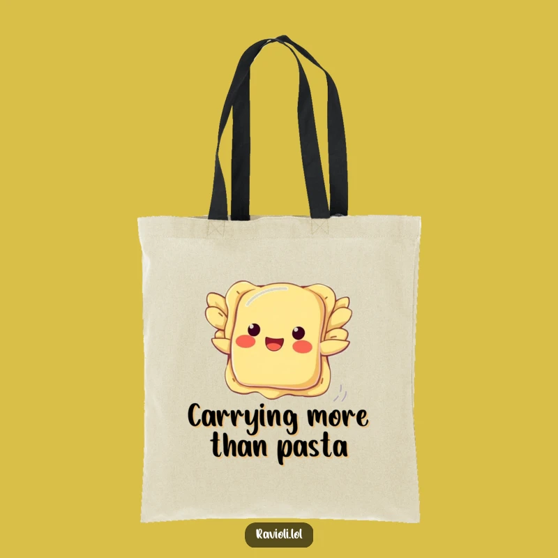 Funny Ravioli Flying Tote Bag: Humorous Pasta Wings Carryall, Great Gift