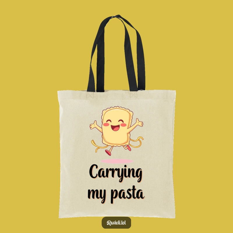 Funny Ravioli Jump Tote Bag: Carry Your Joyful Pasta Pal, Ideal Gift