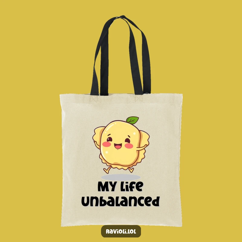 Funny Ravioli Tote Bag: Hilarious Tripping Pasta Character, Eco-Friendly Shopping Gift