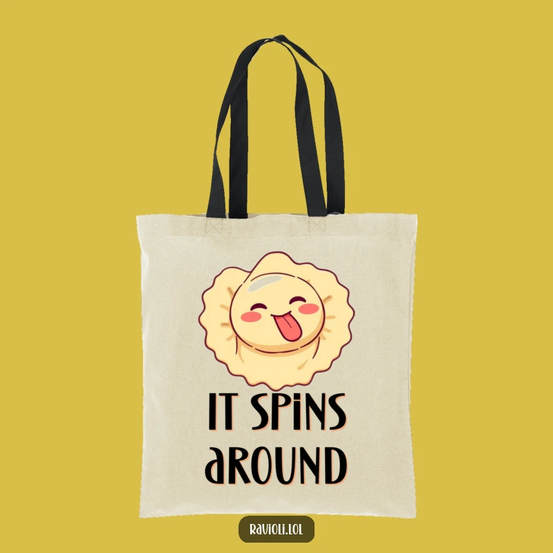 Funny Ravioli Spinning Silly Face Tote Bag - Goofy Pasta Accessory
